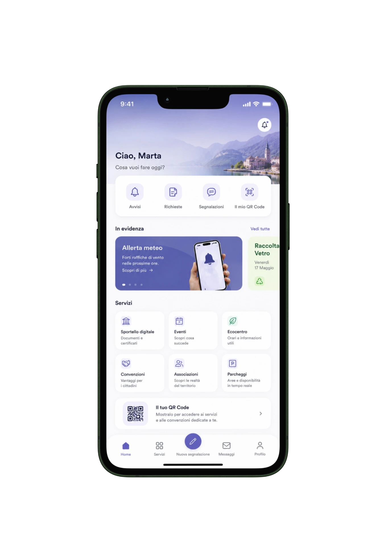 Schermata completa dell’app MyCittadino